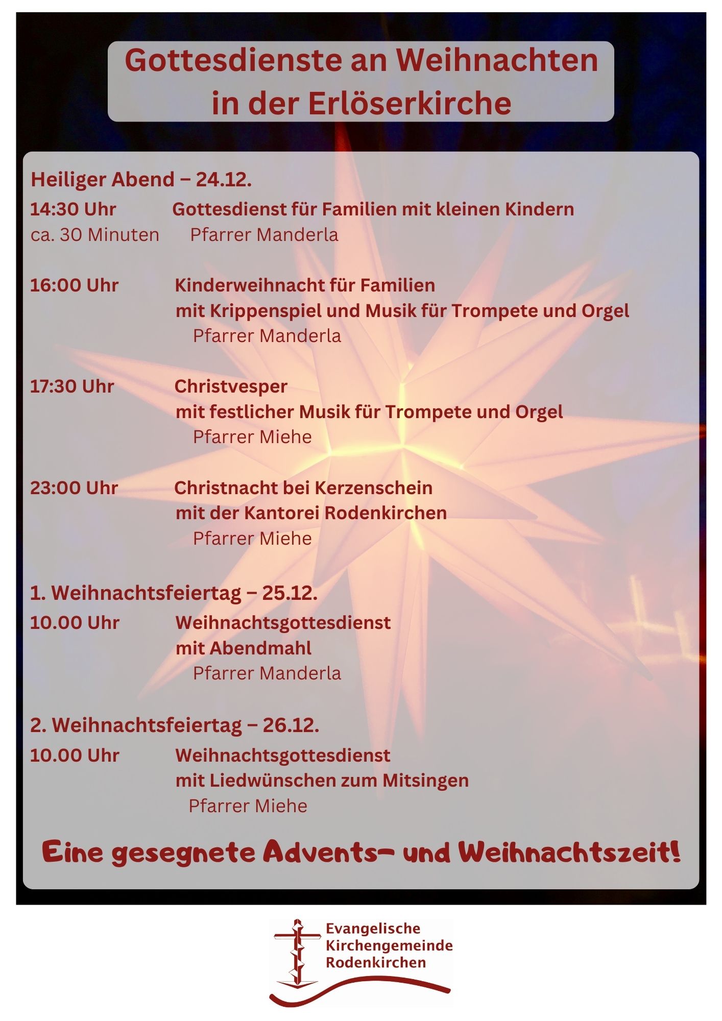 Read more about the article Gottesdienste an Weihnachten
