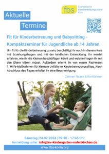 Read more about the article Kurs “Fit für Kinderbetreuung und Babysitting”