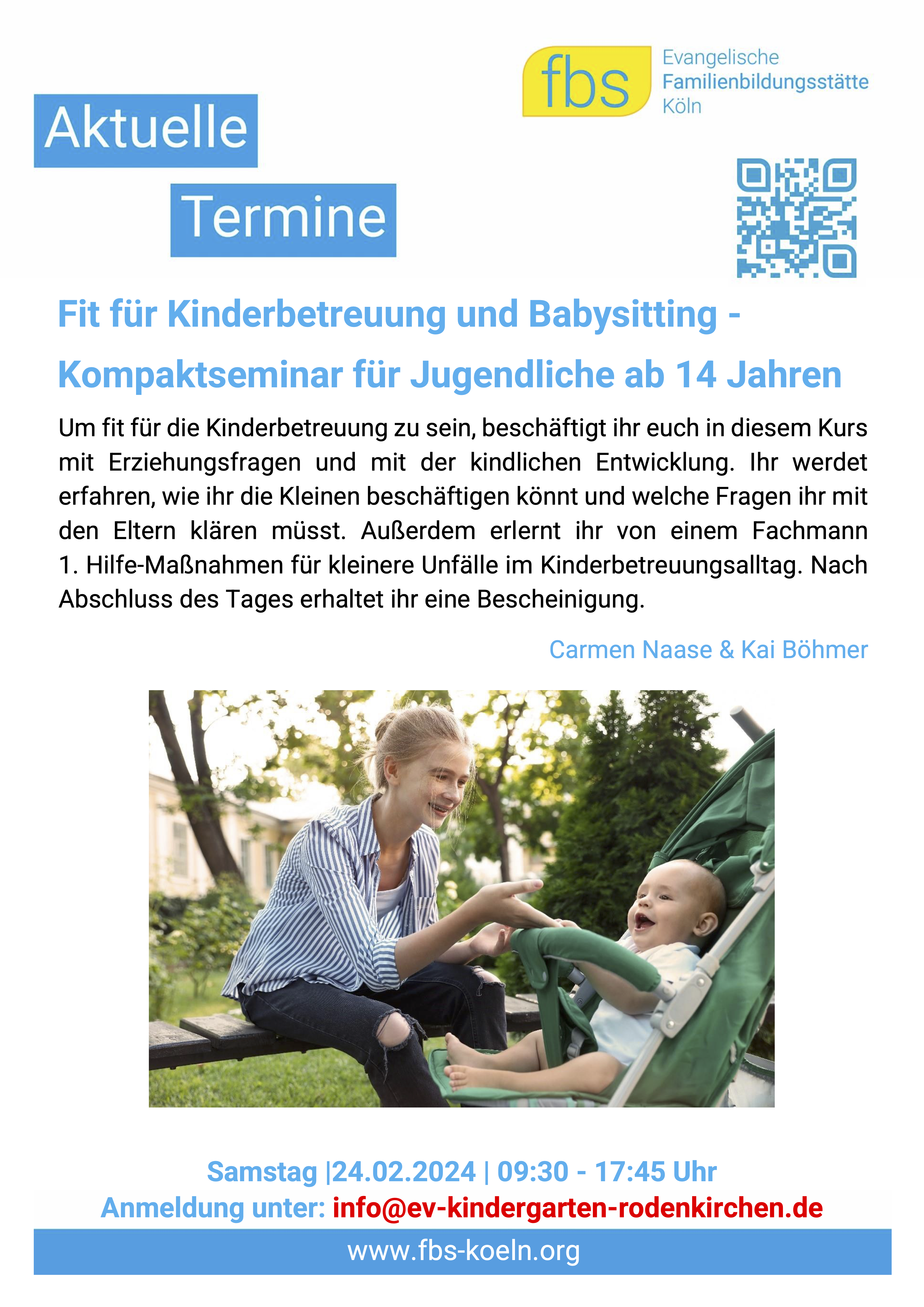 Read more about the article Kurs „Fit für Kinderbetreuung und Babysitting“